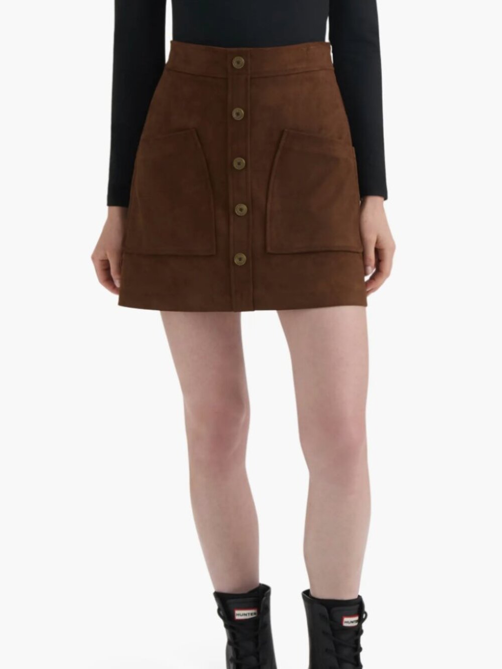 HUNTER Faux Suede Miniskirt Brown Size Large